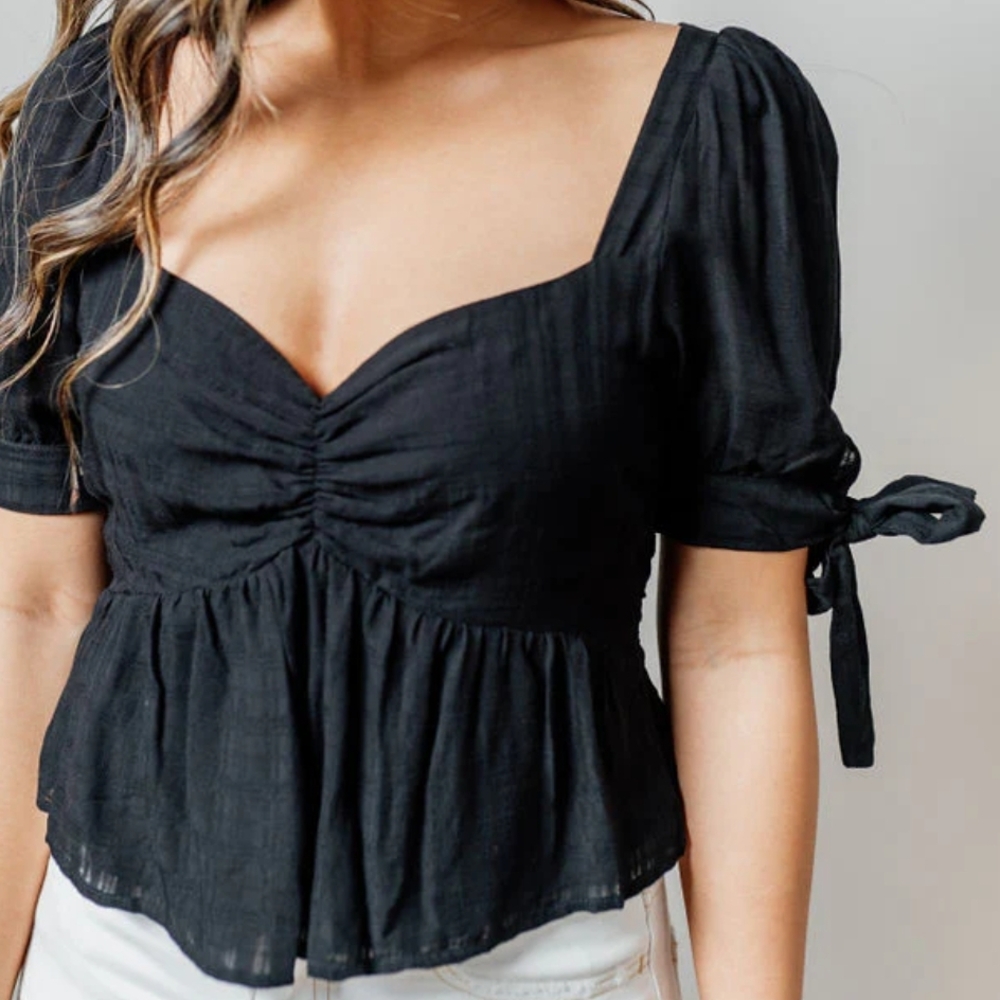 Saltwater LUXE Black Ruched Blouse